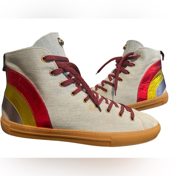 Gucci Men’s Blue Denim Rainbow sneakers size 12 - Picture 6 of 7